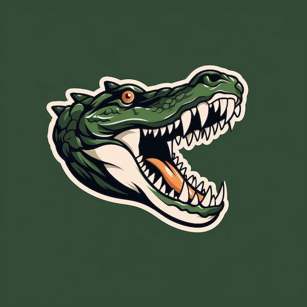 Levendig alligatorhoofdlogo-ontwerp met sterke gezichtsuitdrukking