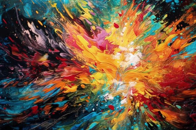 Levendig en kleurrijk abstract schilderij Generatieve AI
