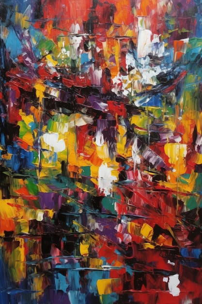 Levendig expressionistisch abstract schilderij met gedurfde kleurtinten