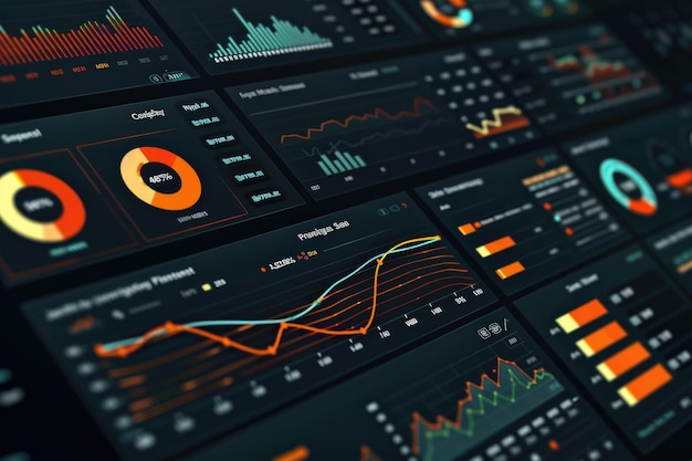 Foto levendig financieel dashboard in digitaal