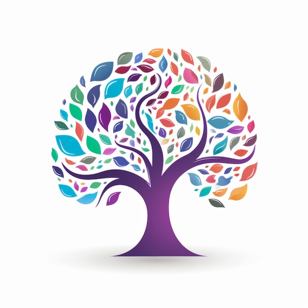 Levendig gekleurd boomlogo voor dementiezorg