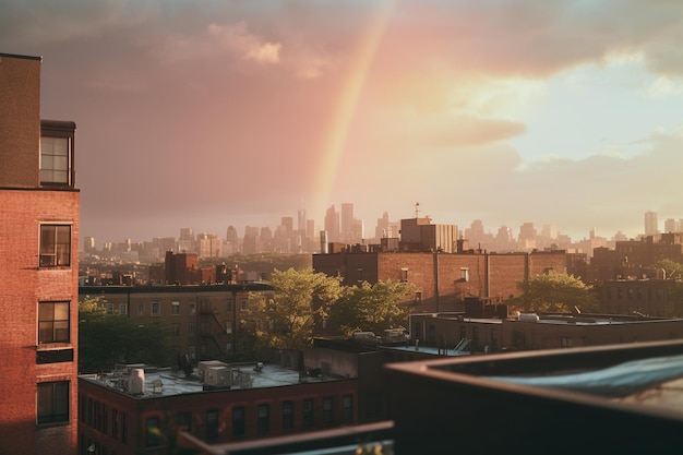 Levendig landschap met de regenboog