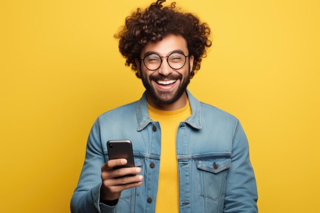 Levendig portret van positiviteit, heldere kleding als aanvulling op een optimistische glimlach