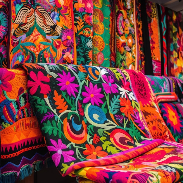 levendig textielkunstbeeld met de boeiende tradities van Mexicaanse textielkunst