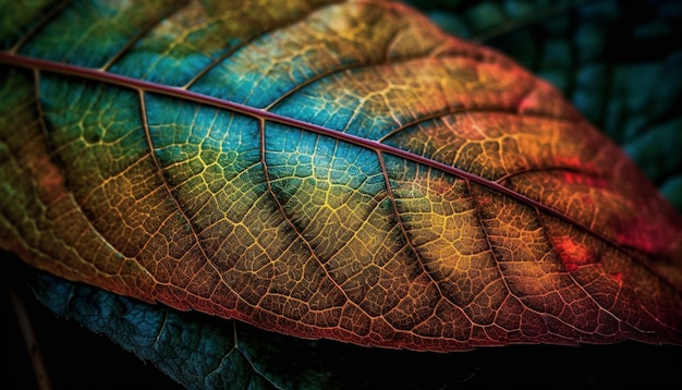 Foto levendig veelkleurig bladpatroon verlicht door felle herfstzon gegenereerd door ai