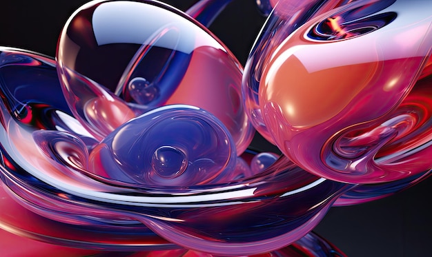 Levendig vloeistofspel in glazen containers met een dans van boeiende kleuren AI Genative