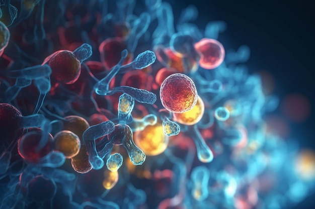 Levendige 3D illustratie van celcommunicatie tussen cellen