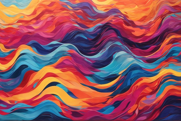 Levendige abstracte golfachtergrond Kleurrijke verfgolfachtergrond Abstract kleurrijke verfgolfachtergrond AI Generatief