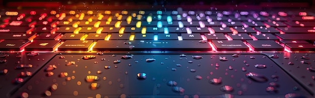Levendige afbeelding van gaming laptop toetsenbord achtergrondverlichting regenboog RGB kleuren