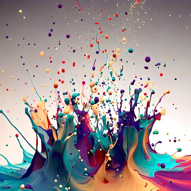 Levendige aquarelplons met veelkleurige kleuren en regenboog op witte achtergrond FreePik Download