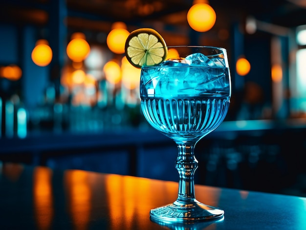 Levendige blauwe alcoholische drank AI-generatie