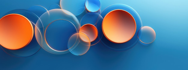 Levendige blauwe en oranje cirkels in dynamisch patroon abstracte kunst AI Generatief