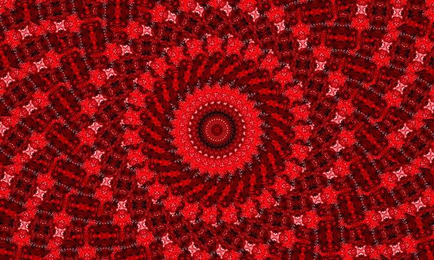 Levendige bloedrode fractal caleidoscoop, digitaal kunstwerk voor creatief grafisch ontwerp