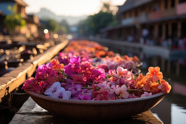 Foto levendige bloemenmarkt in chiang mai thailand generatieve ia