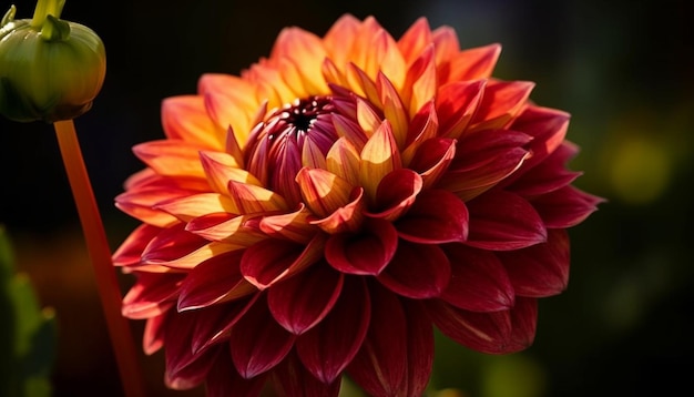 Levendige dahlia's bloeien in formele tuinschoonheid gegenereerd door kunstmatige intelligentie