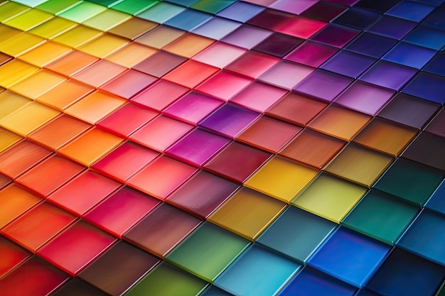 Levendige en kleurrijke achtergrond gevuld met vierkanten van verschillende tinten Generatieve AI