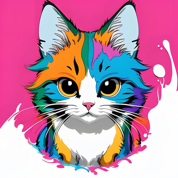 Foto levendige en kleurrijke kattenillustratie ai gegenereerd