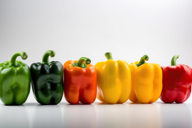 Levendige en smaakvolle diverse paprika's in een groepsfoto