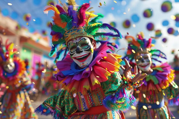 Foto levendige feesten met kleurrijke kostuums