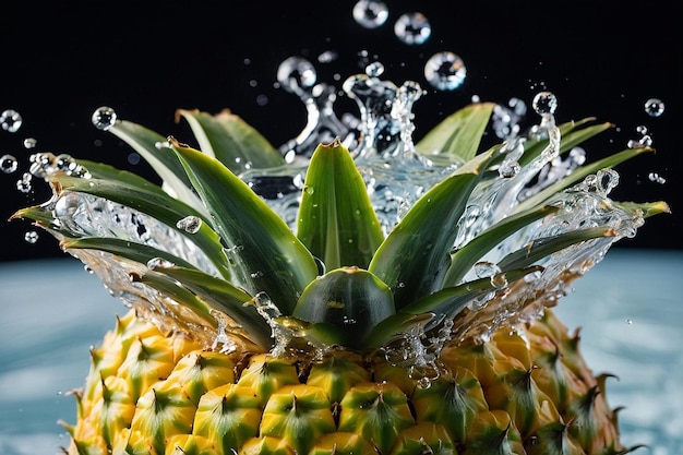 Foto levendige foto van ananas in een glas glinsterend w