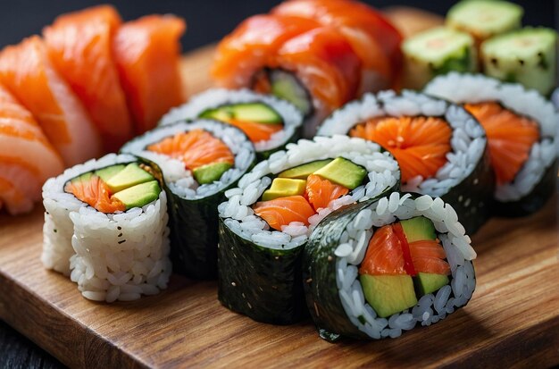 levendige foto van Exquisite Sushi Roll Ingredien