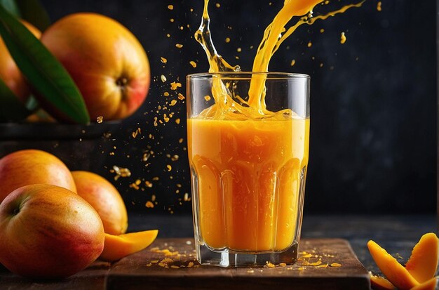 Foto levendige foto van mango juice citrus zest