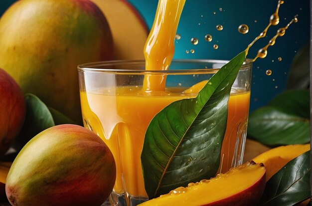 Foto levendige foto van mango juice verfrissend elixir