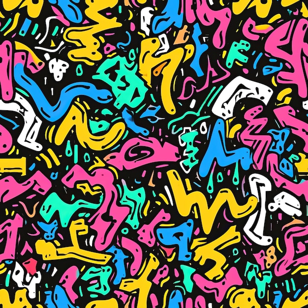 Levendige Funky Doodles Abstract Naadloos Patroonontwerp