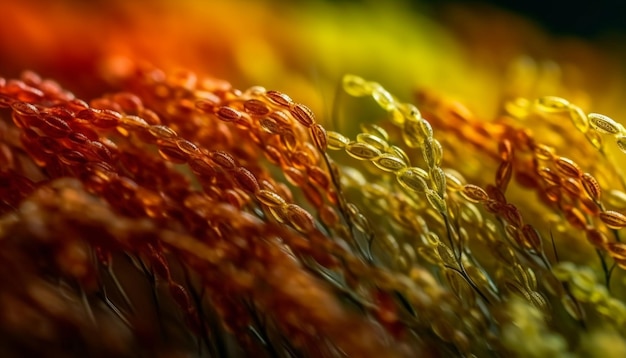 Levendige gele bloemkop in onscherpe weideschoonheid in de natuur gegenereerd door AI