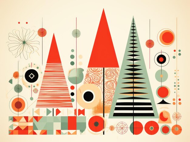 Foto levendige geometrie kerstboom