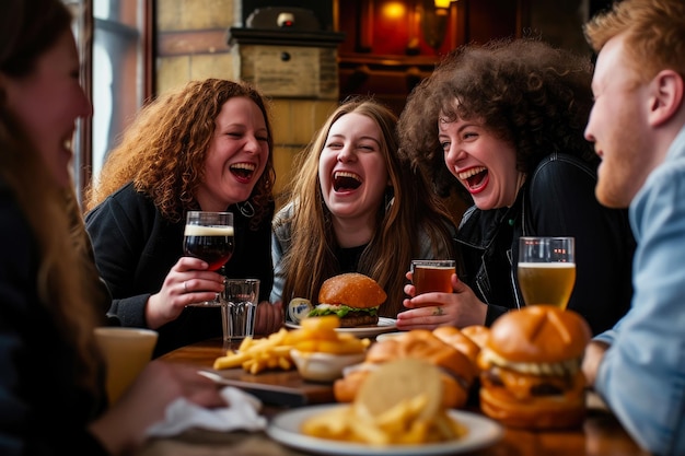 Levendige grappen over pintjes en pub eten