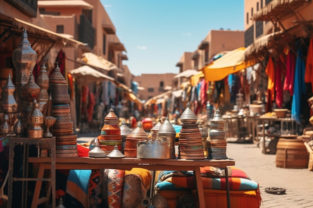 Levendige hartslag De caleidoscopische straten van de bruisende markten van Marrakech