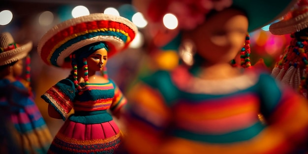 Levendige houten beelden ter ere van het Mexicaanse Guelaguetza-festival