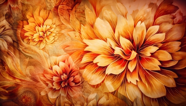 Levendige kleuren van close-up bloemblad abstract gegenereerd door AI