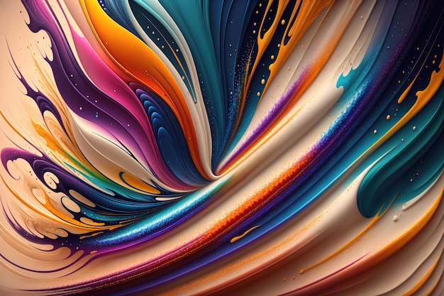 levendige kleuren vloeiende rondingen exploderende penseelstreek