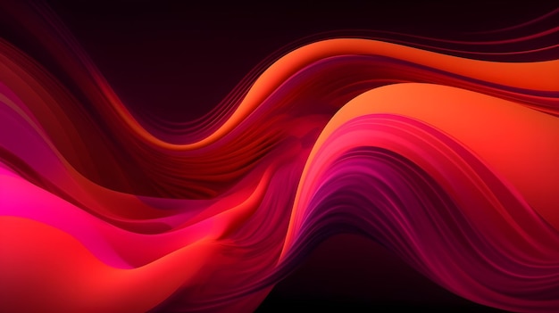 Levendige krommen abstract ontwerp als achtergrond of behang roze en oranje gradiënt Generatieve AI