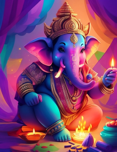 levendige magische Ganesha Diwali-banner