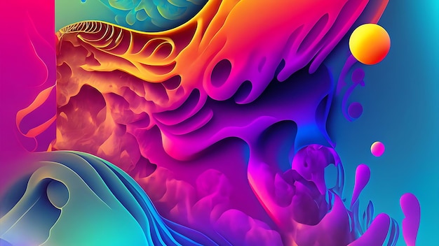Levendige neon organische abstracte behangontwerpen voor kleurrijke achtergronden