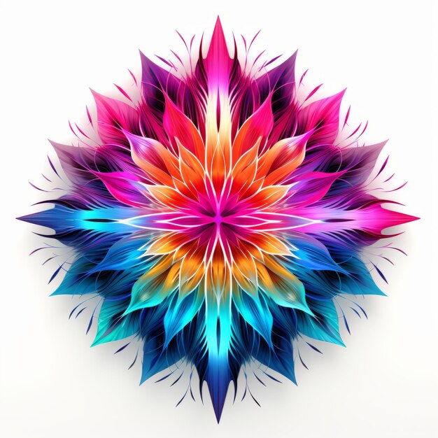 Levendige neonkleuren Abstracte geometrische bloem met 3D-elementen