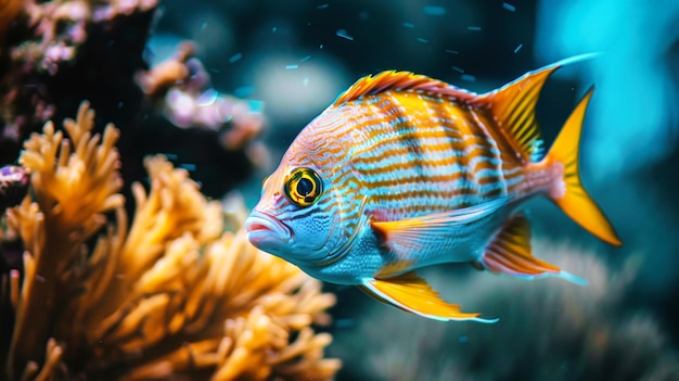 Levendige oranje en blauwe clownvissen in het aquarium