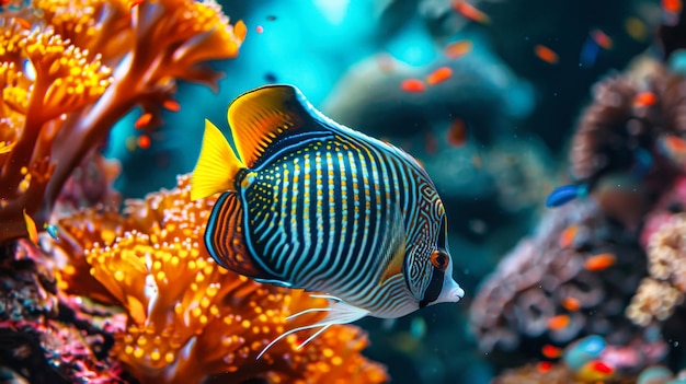 Foto levendige oranje en blauwe clownvissen in het aquarium