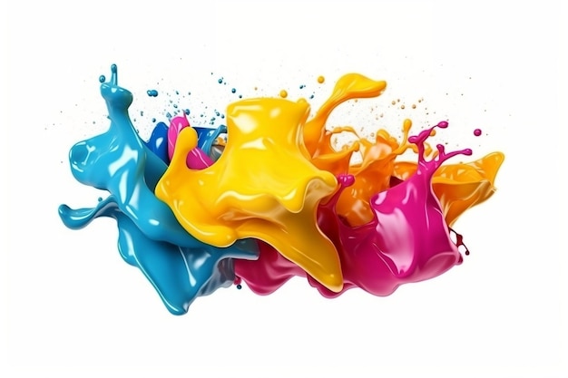 Levendige Paint Splash op witte achtergrond Kleurrijke artistieke expressie en creativiteit Generatieve AI