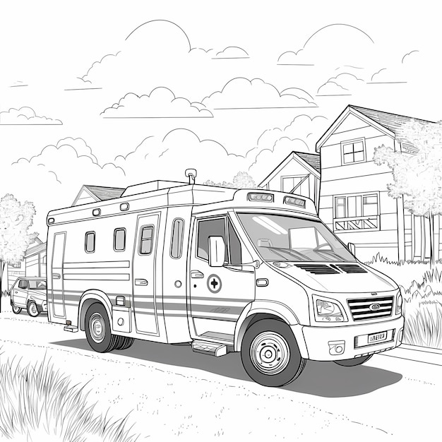 Levendige Responder Kinderkleurboek Geanimeerde ambulancewagen zonder schaduw