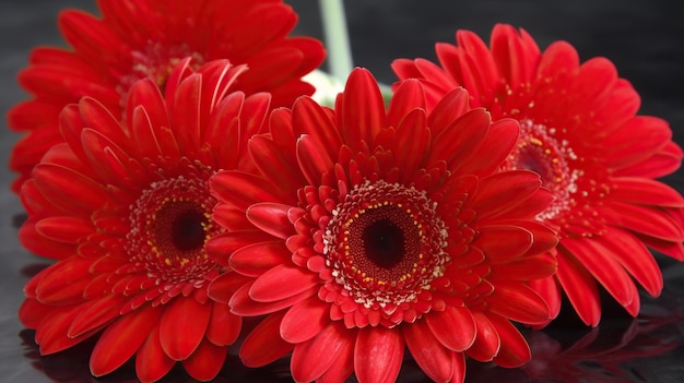 Levendige rode Gerbera Daisy Gerbera jamesonii in close-up De schoonheid van de natuur vastgelegd