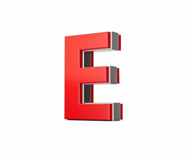 Levendige rode hoofdletter E glinstert met zijn slanke ontwerp Vet lettertype met scherpe randen 3D-illustratie