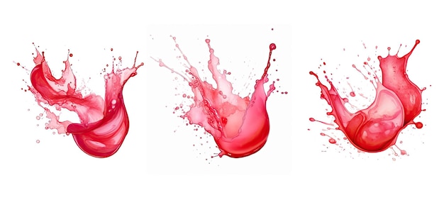 levendige rode kleur splash sap ai gegenereerd vloeibare drank fruit verfrissing vers smaakvol levendige rood kleur splash juice illustratie waterverf