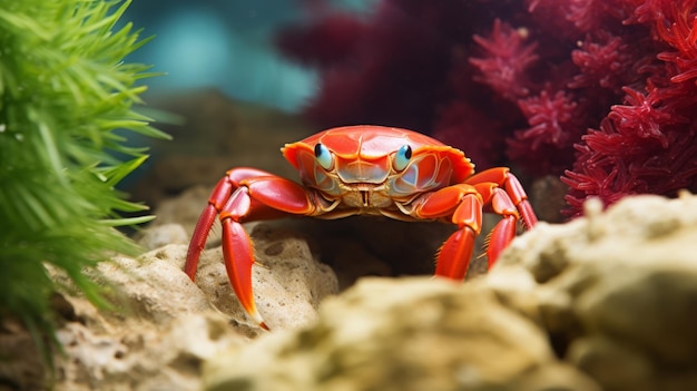 Levendige rode krabben, boeiende zeedieren voor aquariumliefhebbers