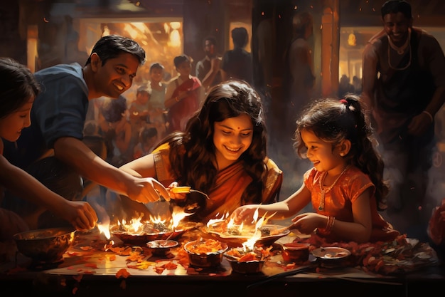 Levendige scène van Diwali Celebration Bliss gemaakt met generatieve AI