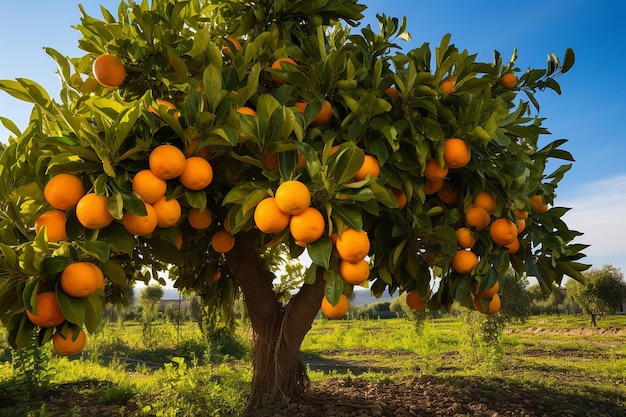 Levendige sinaasappelboom met sinaasappels Generatieve AI