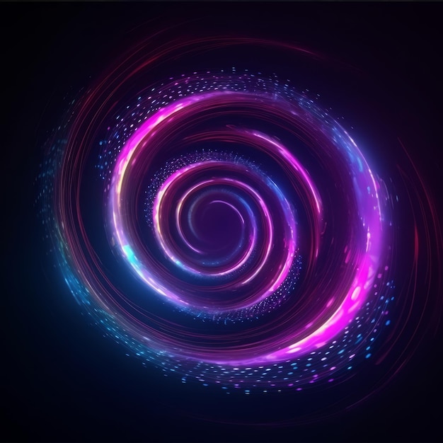 Levendige spiraal met indigo en violette lichten Generatieve AI